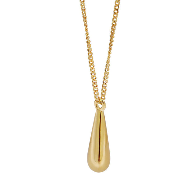 Elevate your style with a stunning and sophisticated Mermaid Tear Necklace, featuring a stunning gold plated tear drop pendant on a delicate chain.