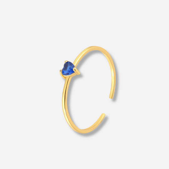 Adora Heart Ring  Open Ended Ring J’Adore Jewelry Gold-Blue