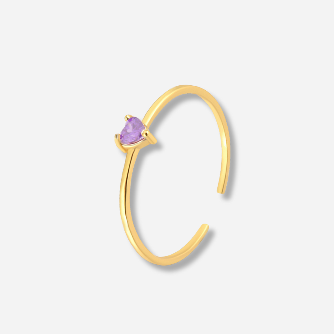 Adora Heart Ring  Open Ended Ring J’Adore Jewelry Gold-Purple