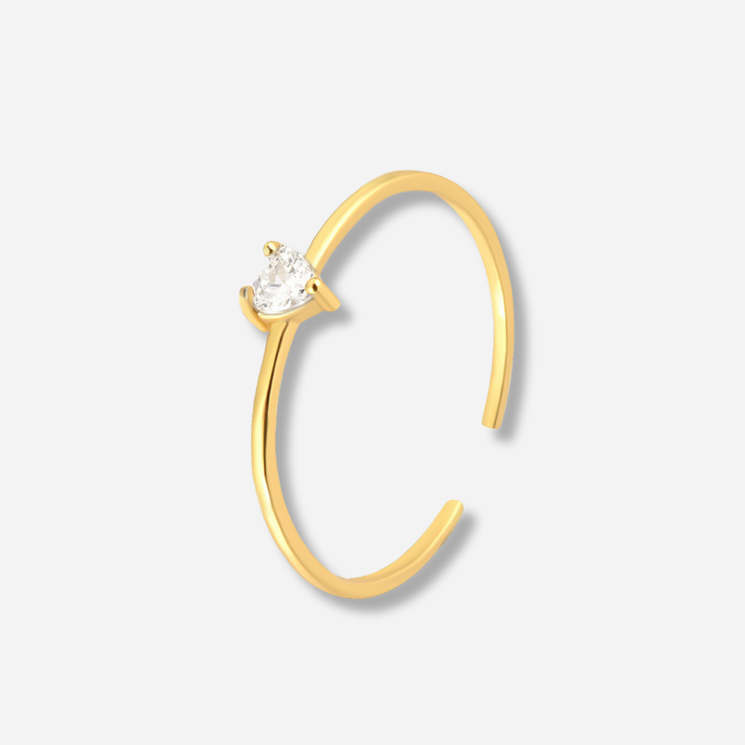 Adora Heart Ring  Open Ended Ring J’Adore Jewelry Gold-White