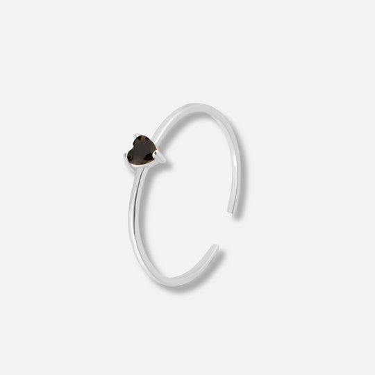 Adora Heart Ring  Open Ended Ring J’Adore Jewelry Silver-Black