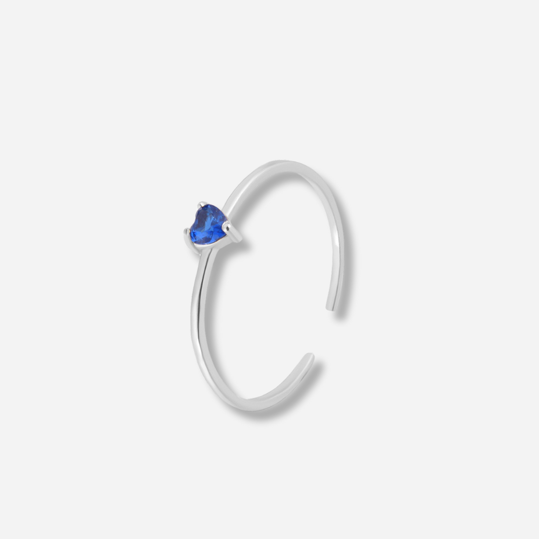 Adora Heart Ring  Open Ended Ring J’Adore Jewelry Silver-Blue