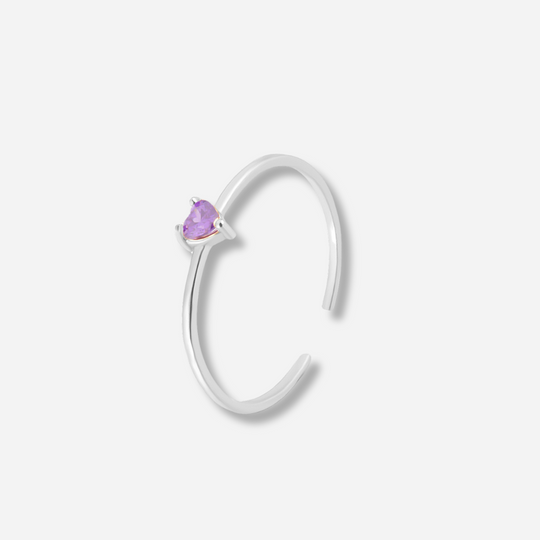 Adora Heart Ring  Open Ended Ring J’Adore Jewelry Silver-Purple