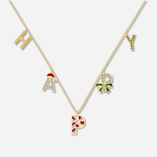 Christmas Happy Charms Necklace  Charm Necklace J’Adore Jewelry Gold