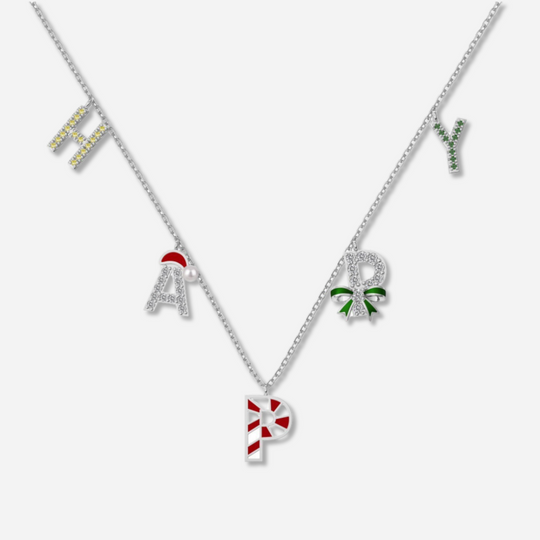 Christmas Happy Charms Necklace  Charm Necklace J’Adore Jewelry Silver