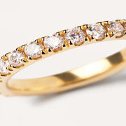 A luxury yellow gold Eternity Ring adorned with round Zirconia, exuding trend-setting beauty.