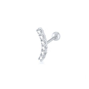A silver Iona Cartilage Earring with a row of high-quality diamond earrings.