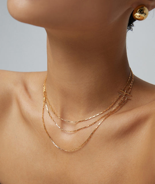 Gold three layered necklace