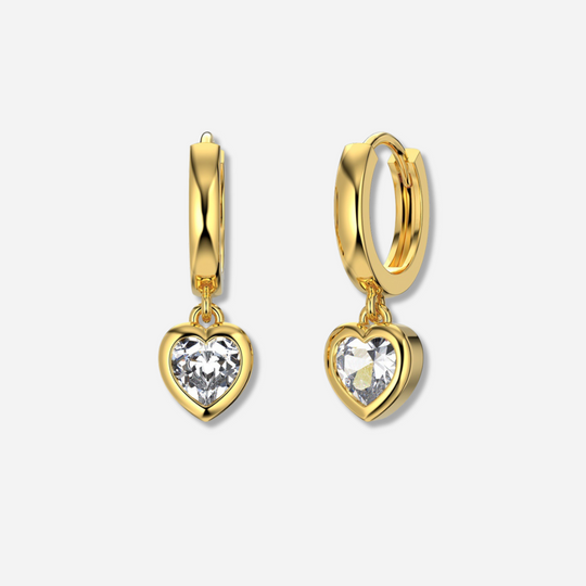 Gratia Heart Drop Earrings  Drop Earrings J’Adore Jewelry Gold