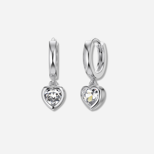 Gratia Heart Drop Earrings  Drop Earrings J’Adore Jewelry Silver