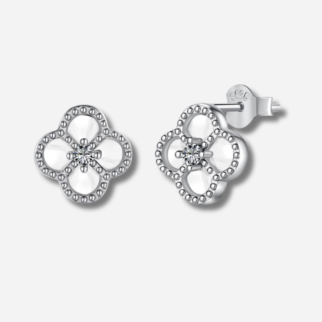 Guin Clover Stud Earrings  Stud Earrings J’Adore Jewelry White