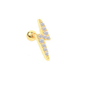 A Lightning Cartilage Earring stud piercing with diamonds and 18K gold-plated.