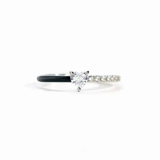 Kyla Heart Half Enamel Ring - J’Adore Jewelry