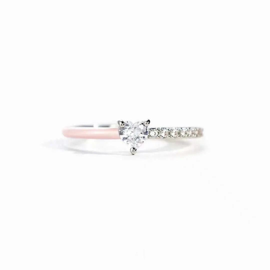 Kyla Heart Half Enamel Ring - J’Adore Jewelry