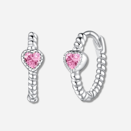 Mina Pink Heart Hoop Earrings  Hoop Earrings J’Adore Jewelry