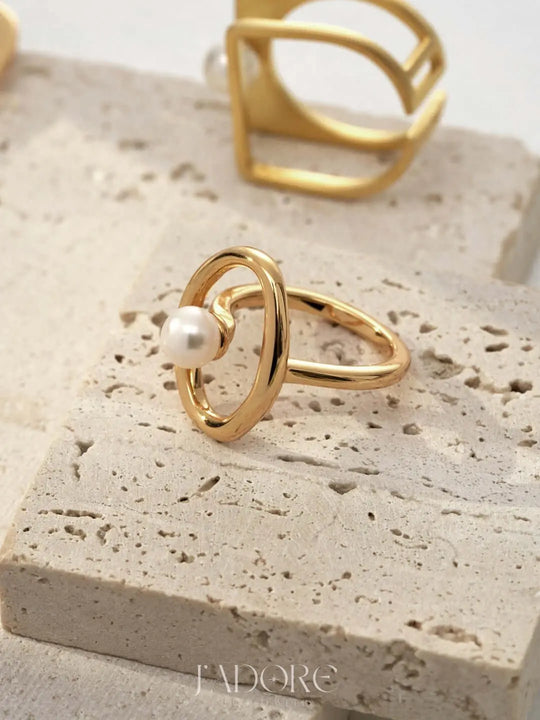 Minimalist Pearl Loop Ring - J’Adore Jewelry