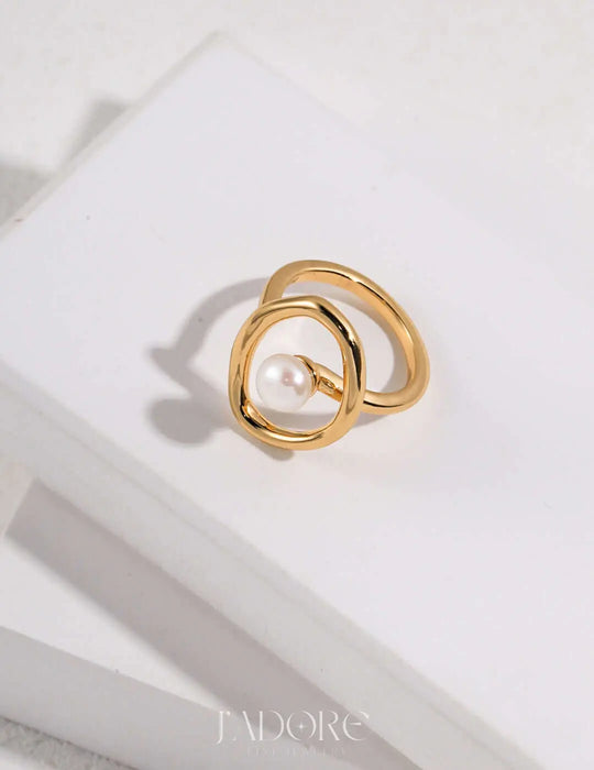 Minimalist Pearl Loop Ring - J’Adore Jewelry