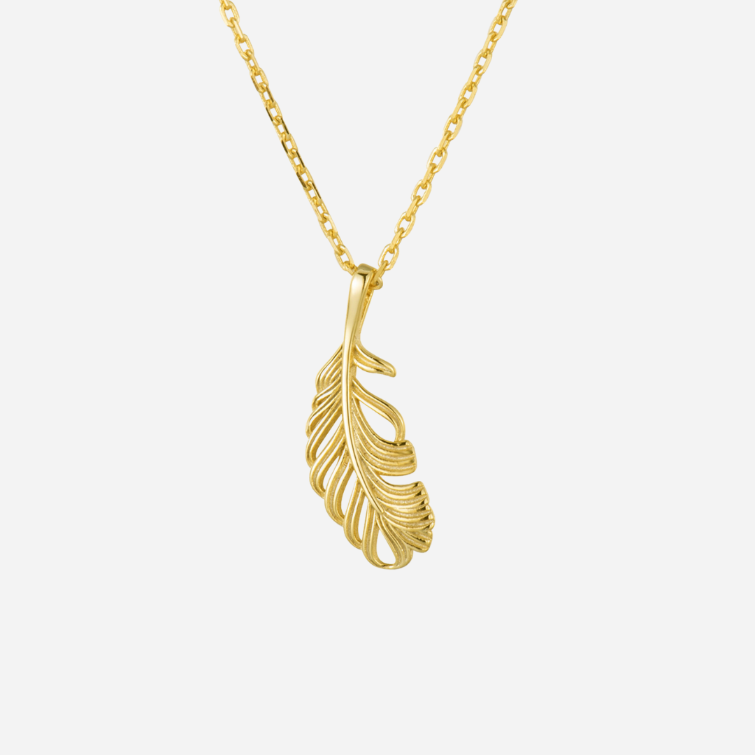 Ollie Feather Pendant Necklace  Pendant Necklace J’Adore Jewelry Gold