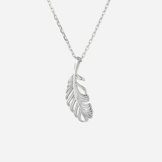 Ollie Feather Pendant Necklace  Pendant Necklace J’Adore Jewelry Silver