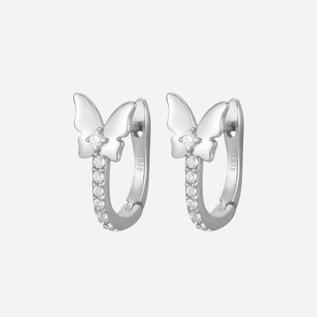 Paloma Butterfly Hoop Earrings   J’Adore Jewelry Silver