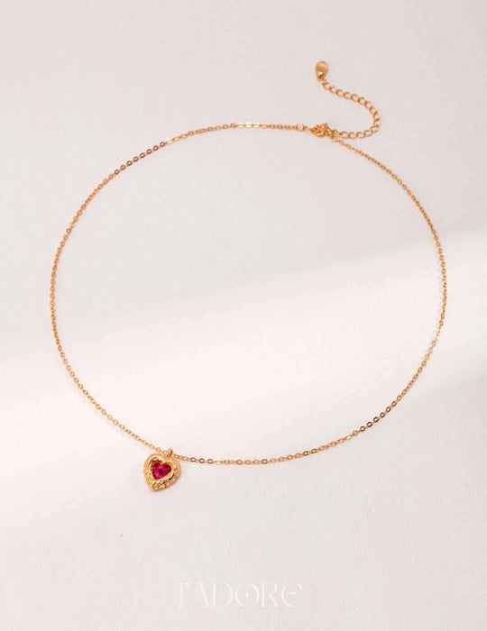 Ruby Fearless Heart Necklace - J’Adore Jewelry