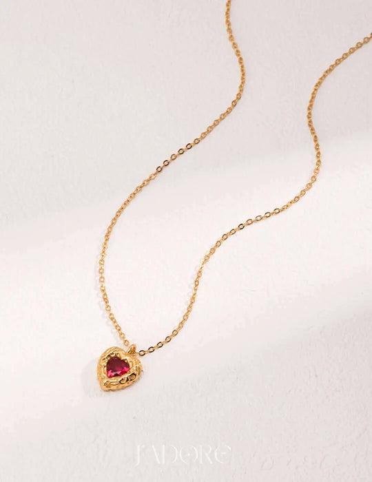 Ruby Fearless Heart Necklace - J’Adore Jewelry