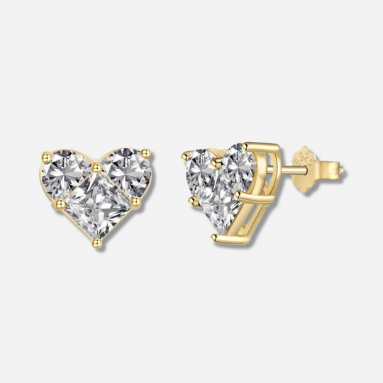 Tinnie Sparkling Heart Stud Earrings  Stud Earrings J’Adore Jewelry Gold-White