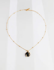 A Natural Black Agate Necklace in 18K Gold plating.